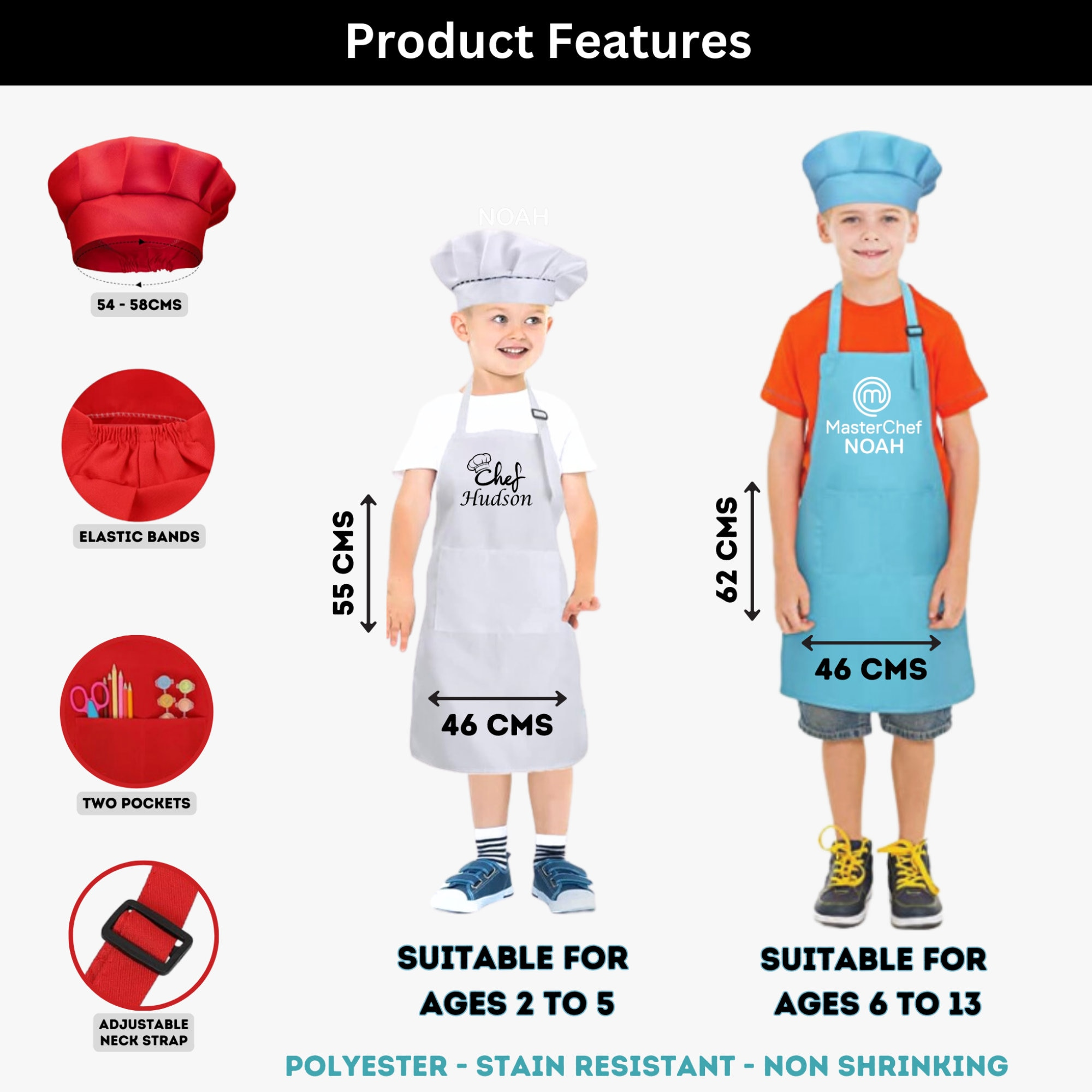 Personalised Kids Apron & Chef Hat Set - Image 5